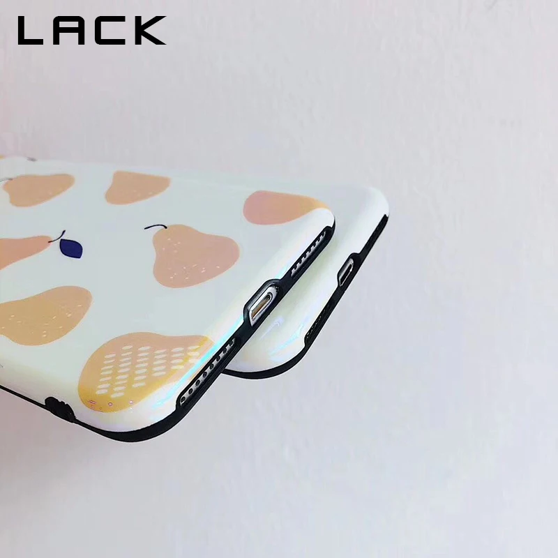 LACK Cartoon Fruit Pear Phone Case For iphone X 6 6S 7 8 Plus Back Cover Fashion Blu-ray Glossy Cases Lovely Letter Coque Funda |
