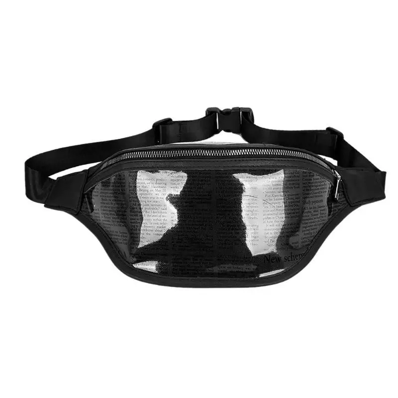 A Waist Bag Black Спортивные поясные сумки с принтом газет для женщин, сумки на ремне, сумки на ремне, маленькие нагрудные сумки, женские сумки - Цвет: A Waist Bag Black