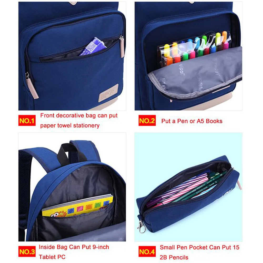 

RUIPAI brand Fashion School bags Boys and girl Waterproof Backpack match Pure color pen bag lovely School bag student bags