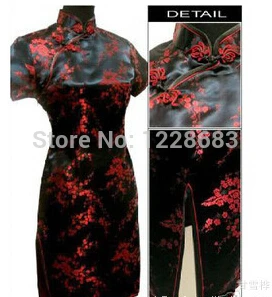 Чонсам Qipao женское модное Черное Красное тонкое китайское традиционное