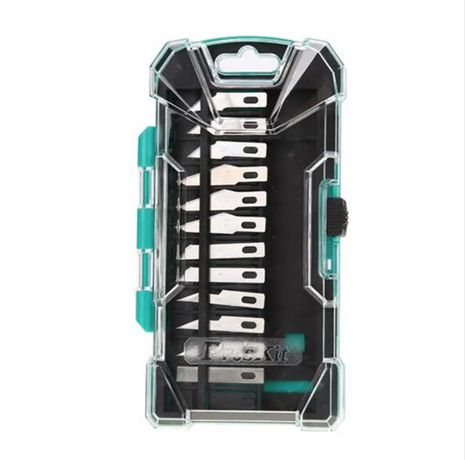 ProsKit PD 398 нож с алюминиевой ручкой комплект + 13 сменных лезвий компактная коробка