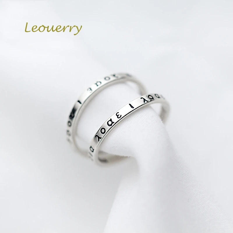 Leouerry 925 Sterling Silver Vintage Greece Letters Open Rings Wild Fashion Retro Finger Women Fine Jewelry Charms | Украшения и