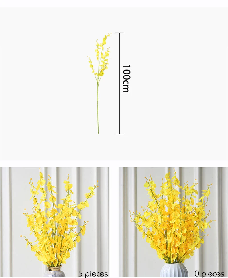 5 шт. 1 м желтый Oncidium Искусственные цветы розовый фиолетовый Шелковый Искусственный цветок Орхидея Cymbidium домашний Декор украшение стола