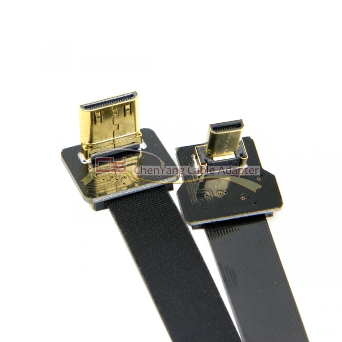 50 см 90 градусов под углом FPV Micro HDMI Male to Mini HDMI FPC плоский кабель для GOPRO аэрофотосъемка 0,1 m 0,2 m