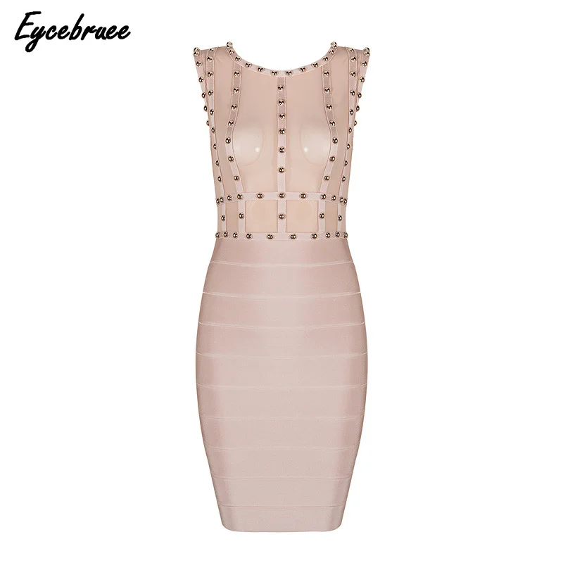 Eycebruee 2017 пикантные Для женщин летние Бисер мини платье повязки Bodycon знаменитости