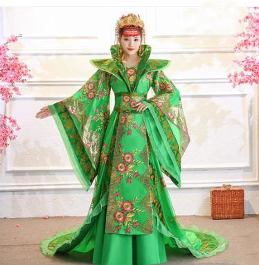 Дизайнерский китайский древняя Династия Тан королева фрахт костюм guzheng шоу одежда женская Hanfu китайская фотография - Цвет: green