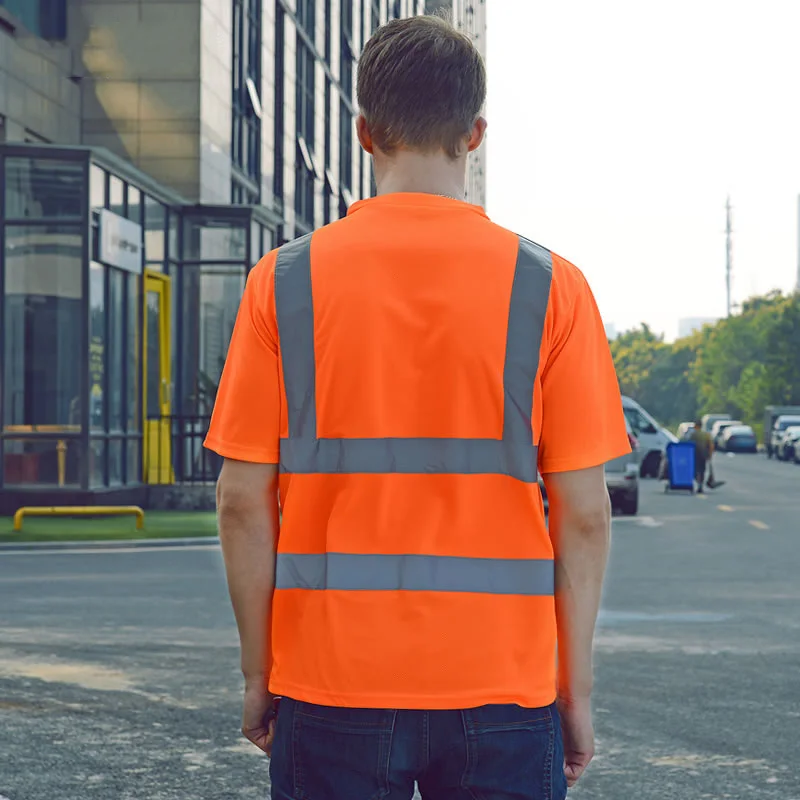 Безопасная Светоотражающая рубашка флуоресцентная оранжевая футболка с