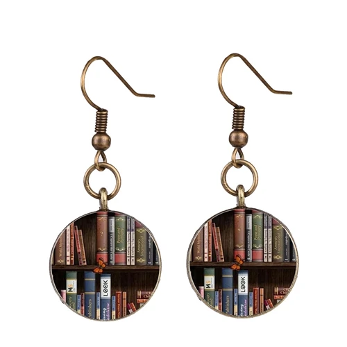 Style 6 SONGDA Library Books забавные серьги винтажные книжные полки креативный принт стеклянные кабошон длинные серьги для Wmen Girl Books Nerd Brincos - Окраска металла: Style 6