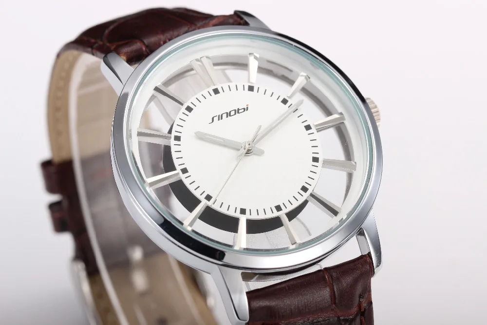Sinobi Круглый циферблат Аналогового дисплея Кварцевый Механизм Рамка Скелет