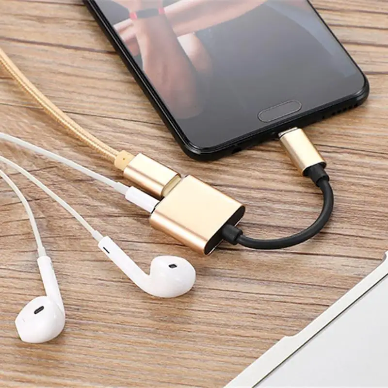 Тип C адаптер с разъемом подачи внешнего сигнала Aux USB Type-C до 3 5 мм разъем для