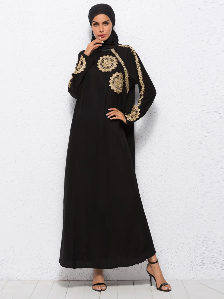 Мусульманское длинное платье Abaya, кардиган с вышивкой, Элегантное Длинное Платье-кимоно, платье Jubah, для ближнего и Среднего Востока, Арабска...