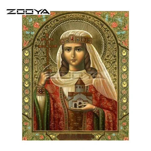 ZOOYA 5D алмазная вышивка "сделай сам" религиозный с Девой Марией папой крестным папой, алмазная Вышивка крестиком, мозаичная картина BY26 - Цвет: Красный