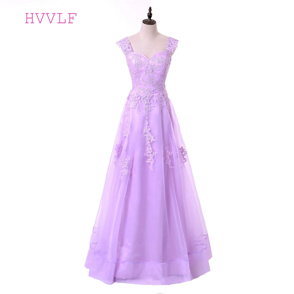 Вечерние платья цвет лаванды трапециевидной формы Кепки из тюля с длинными