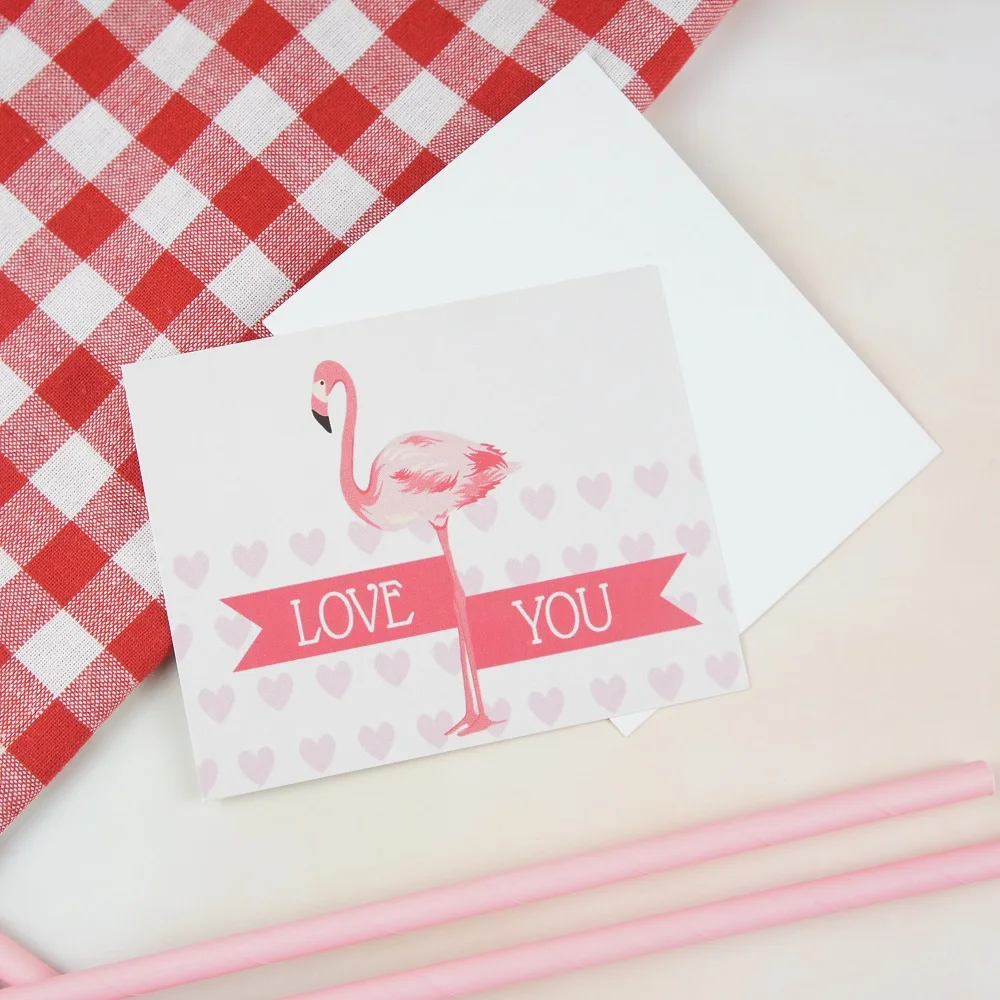 50 шт. мини карты розовый Фламинго love you многоразовое Скрапбукинг приглашение DIY