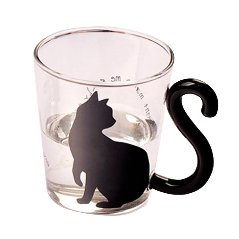 E Hoomall мультфильм котенок стеклянная кружка чашка с ручкой кофейная чашка милый кот прозрачный фруктовый сок стакан для напитков для дома и офиса - Цвет: E