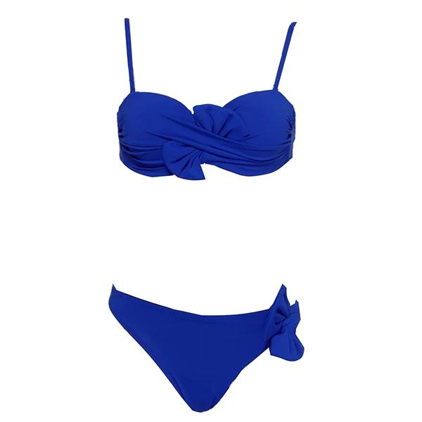 Blue-2 Andzhelika, новинка, бикини, женский сексуальный бразильский купальник, Одноцветный, с бантом, пуш-ап, бикини, набор, складной, для пляжа, купальник, монокини - Цвет: Blue-2