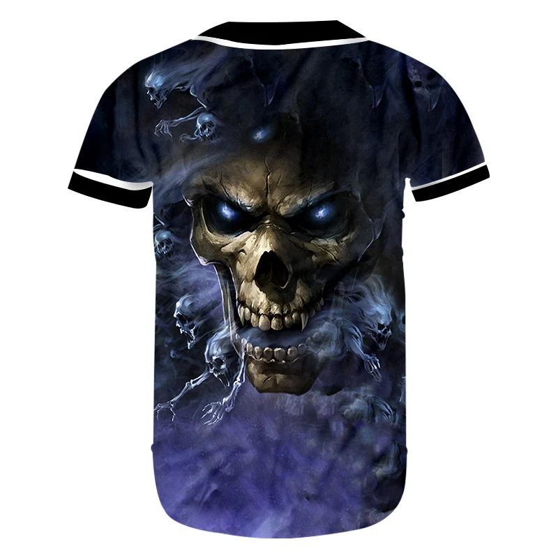 

UJWI New 3D Printed Creative Smog Skull Baseball Shirt Man Hipster Fitness T-shirt Men's Spandex High Quality Tshirt