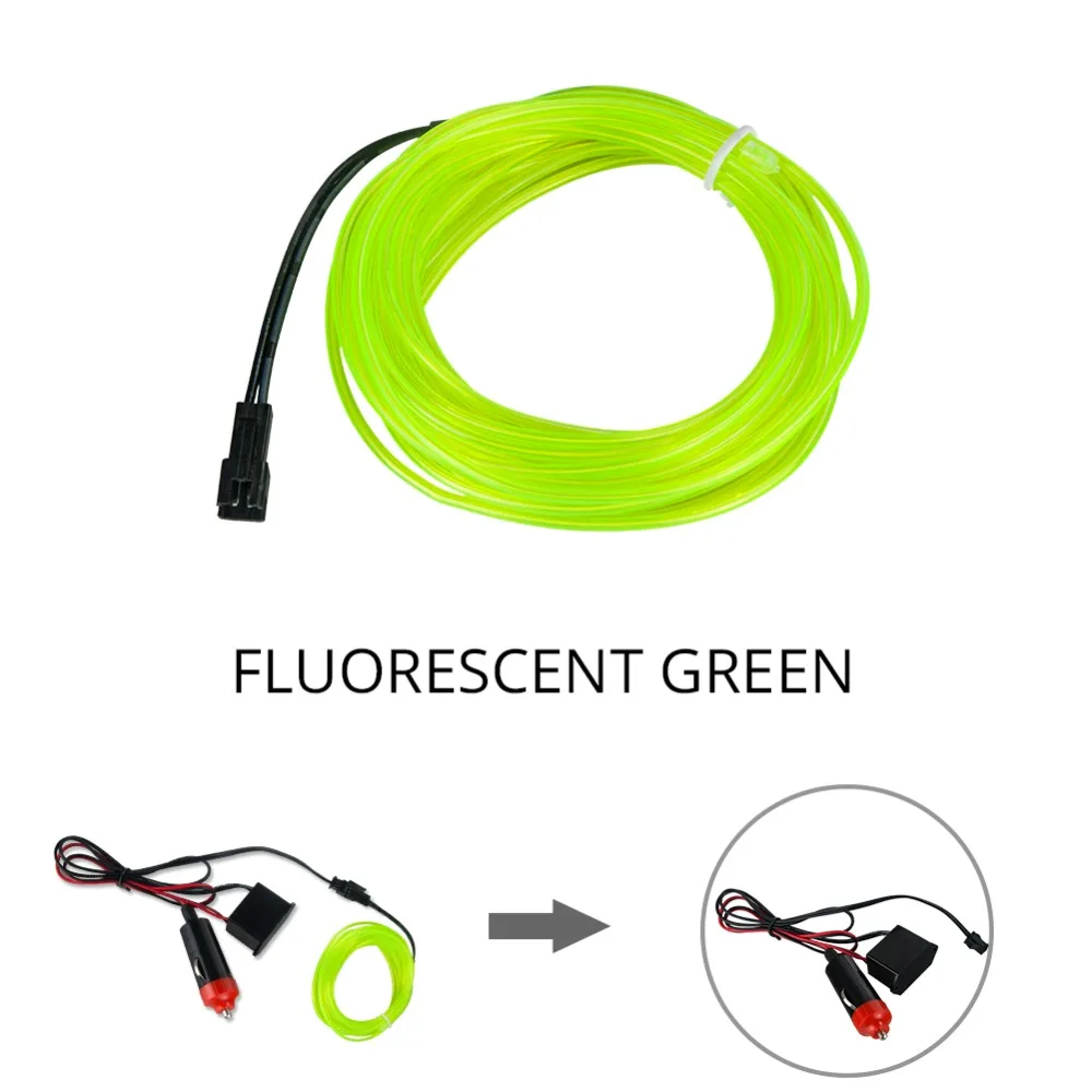 СВЕТОДИОДНЫЙ Автомобильный Стайлинг флуоресцентный зеленый 1 м 2 3 4 5 окружающей