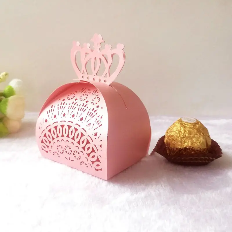 25 шт./упак. Корона лазерная резка полые коробки для шоколада и сладостей Baby Shower