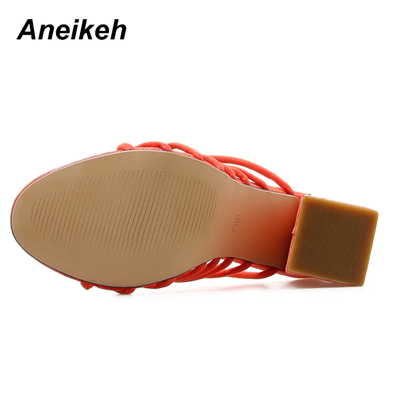 Aneikeh/ г.; мелкая лаконичная обувь из флока на высоком каблуке; тапочки на квадратном каблуке; пикантные женские туфли-лодочки с открытым носком; цвет оранжевый; Размеры 35-42