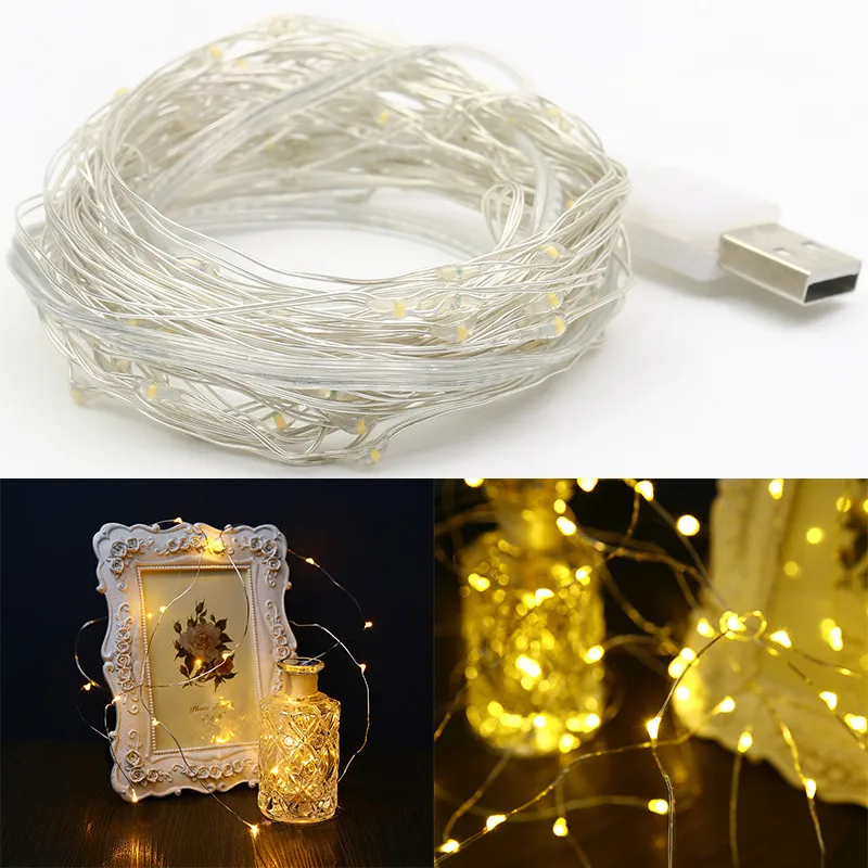 2 м 3 5 10 USB медный провод водонепроницаемые светодиодные гирлянды для праздничной
