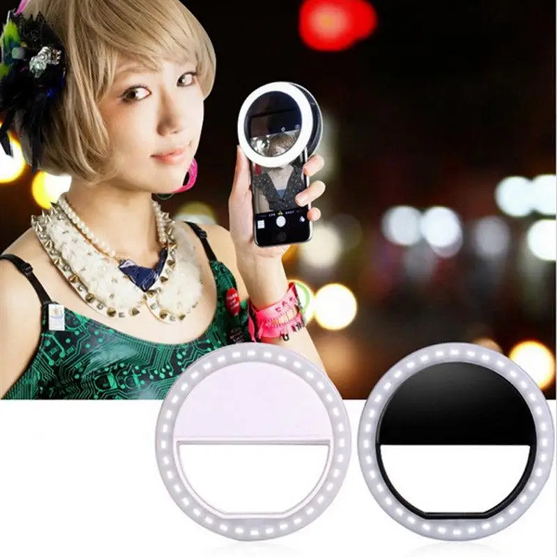 Universal Selfie LED Ring Flash Fill Light Clip Camera Enhancing Photography For IPhone Android Phone Pink White Black | Лампы и