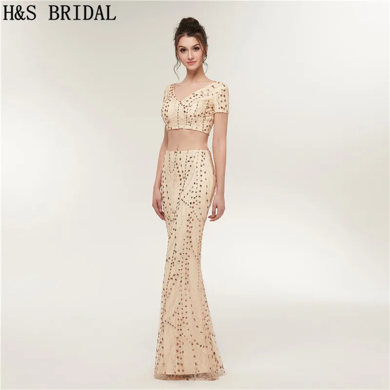 Женское вечернее платье с коротким рукавом H & S сексуальное невесты булавкой и v