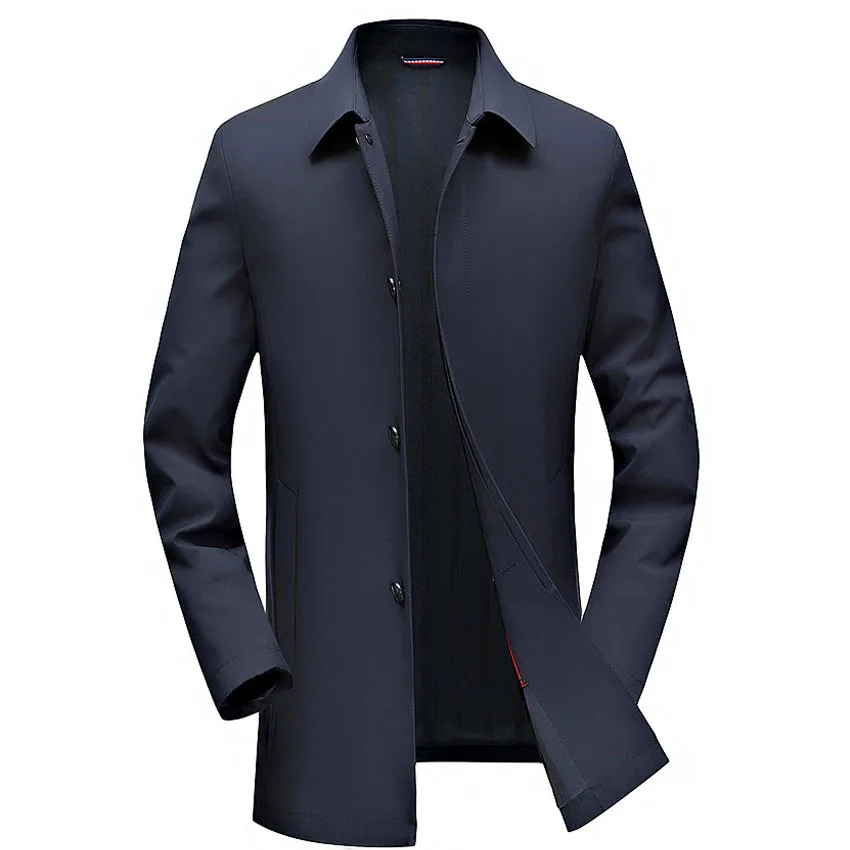 New 2019 spring autumn smart casual trench coat men solid color turn down collar single breasted outerwear | Мужская одежда