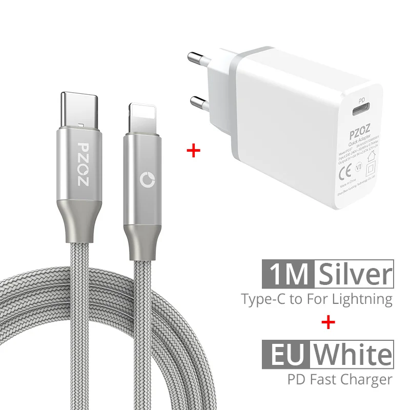 PZOZ PD Зарядное устройство usb 24 Вт 29 Вт для iphone Xs max Xr X 8 Plus ipad pro type c usb-c зарядный кабель Быстрая зарядка usb c PD адаптер - Тип штекера: EU Plug and PD cable