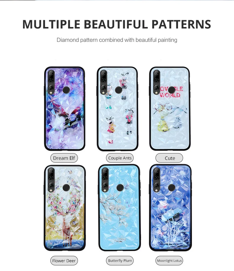 3D Diamond Texture Case For Huawei P Smart + (2019) / Honor 10i Enjoy 9s Cases Rhombic silicon Cover Luxury Coque Fundas 6.21&quot |