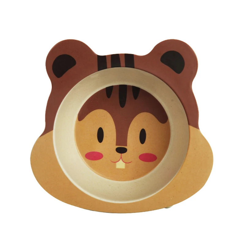 Squirrel Bowl Baby Feeding Food Dish Bamboo Fiber Children Tableware Rice Originality Modeling Service Plate Kindergarten Defence Broken Bowl - Цвет: Squirrel Bowl