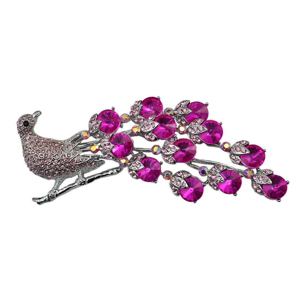 Модная женская брошь в пяти цветах с кристаллами|rhinestone peacock brooch|peacock broochpeacock brooch pin