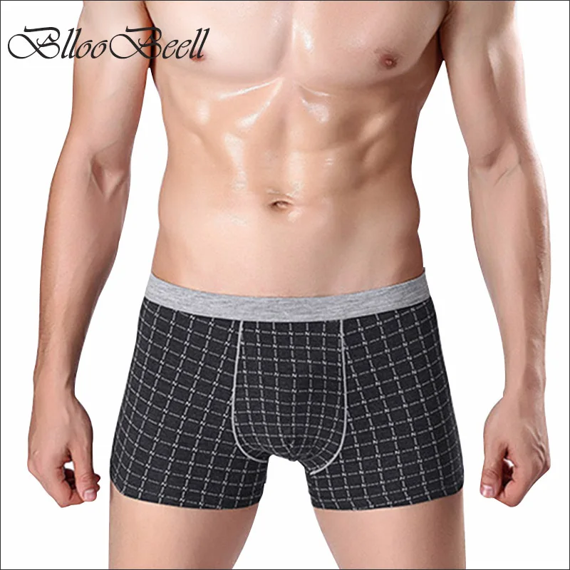 BllooBeell Мужское нижнее белье боксеры шорты с принтом в клетку сексуальные мужские