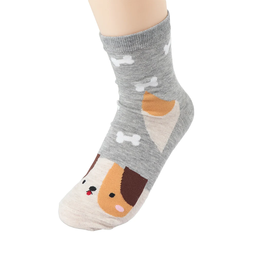 grey 1 пара, милые носки с рисунками из мультфильмов, женские хлопковые теплые забавные модные носки унисекс с рисунками кошек, собак и животных, рождественские носки - Цвет: grey