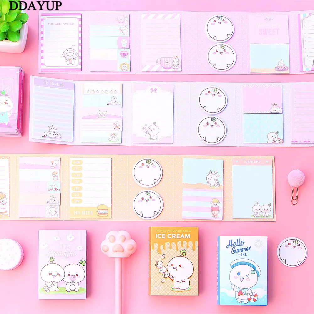 1 шт. Kawaii милый мультфильм блокнот Липкие заметки 6 складной подарки школьные