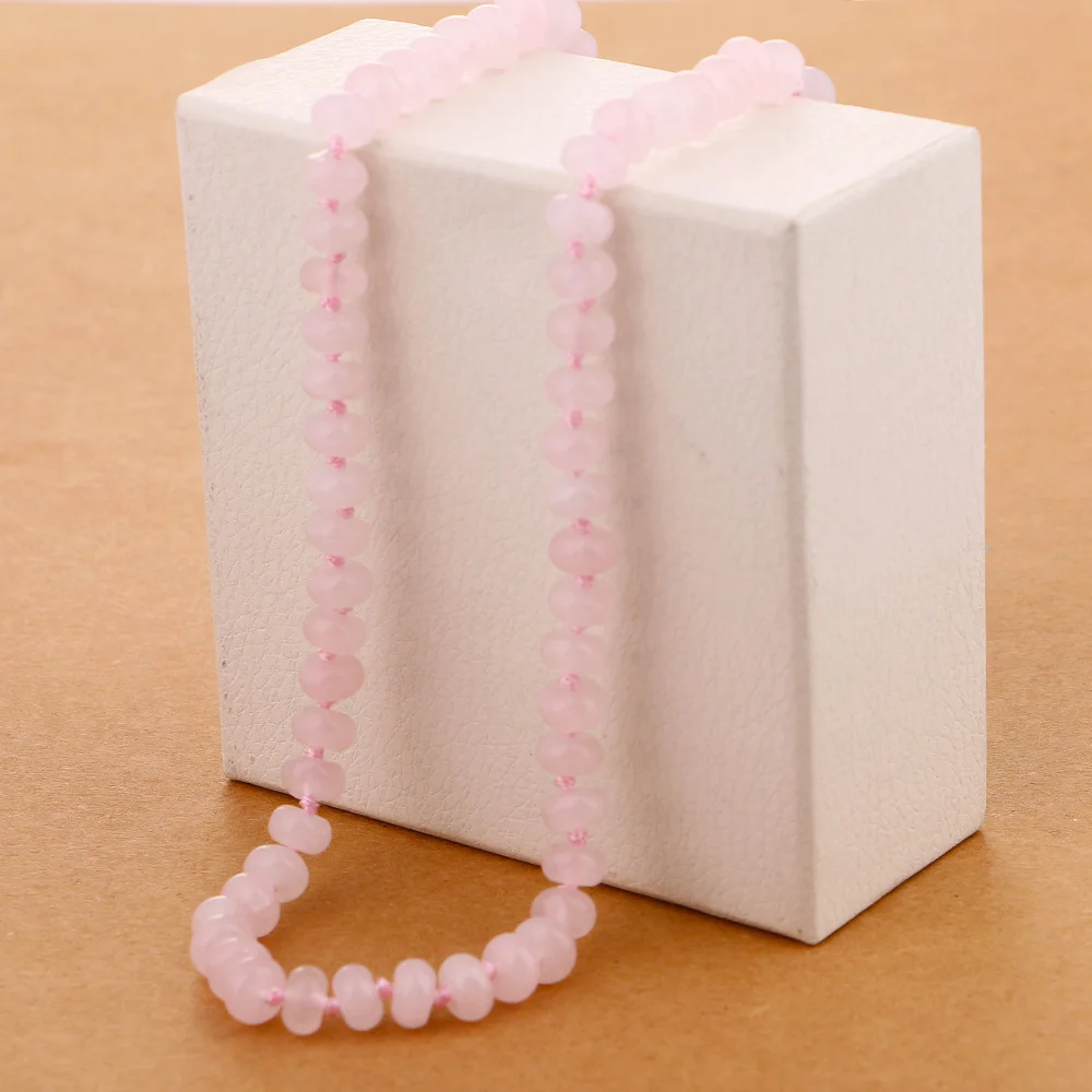 Женское Ожерелье из натурального розового камня с узлом 3 А | Украшения и