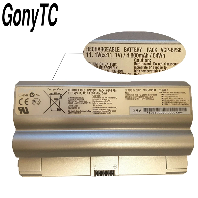 Оригинальный VGP BPS8 6 ячеек ноутбук Батарея для SONY VAIO BPL8 BPS8A FZ50B FZ90S|Аккумуляторы