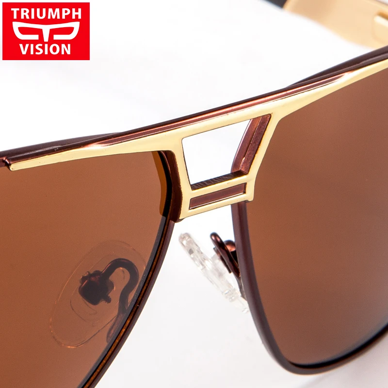 

TRIUMPH VISION Driver Anti Glare Style Shades Male Quality Metal Sports Sunglasses Men Chic Red Pattern Design Mens Sun Glasses