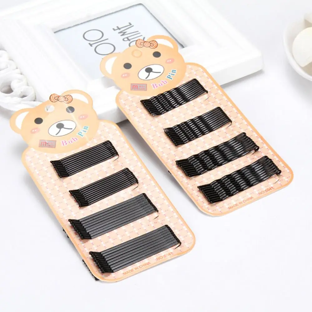 

32/36PCS Women Girls Black Alloy Straight Wave Basic Barrettes Hair Clip Cute Bear Rabbit Packed Hairpins Lady Hair Accessories