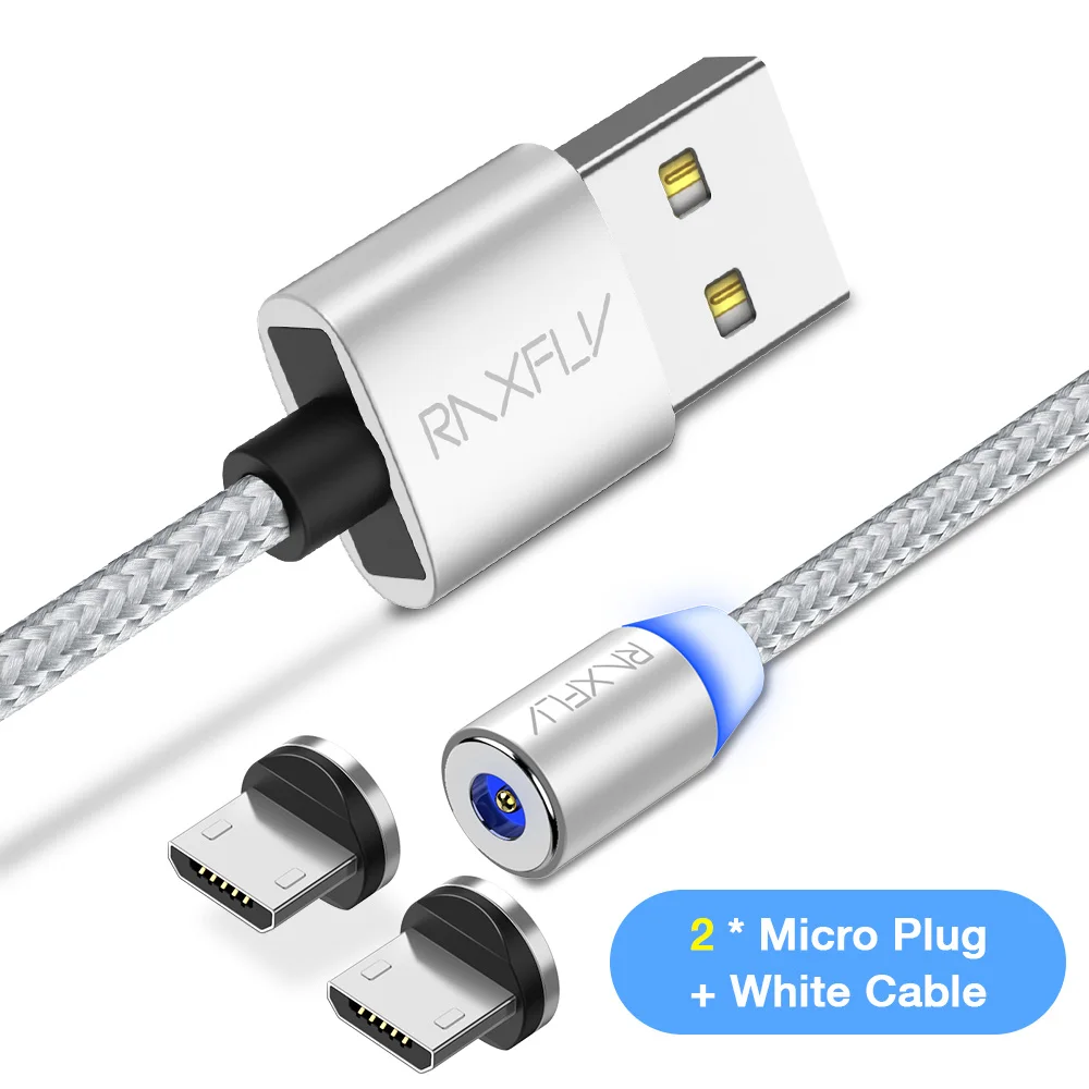 2 Plug Silver Cable RAXFLY Магнитная Зарядное устройство для Xiaomi Redmi Note 5 4 4X Магнитная Micro USB кабель для samsung S7 S6 магнит края кабель зарядки провод магнитная зарядка провод для зарядки магнитная зарядка хайоми редми ноут5 - Цвет: 2 Plug Silver Cable
