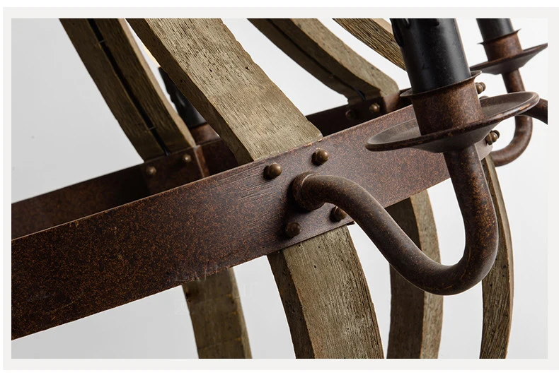 Американская деревенская стильная деревянная Металлическая лампа E14 диаметр 40