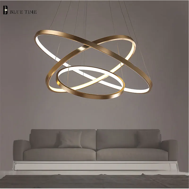 Lámpara colgante Led moderna para sala de estar, comedor, Lustre blanco y negro dorado, lámpara colgante de techo LED, accesorios