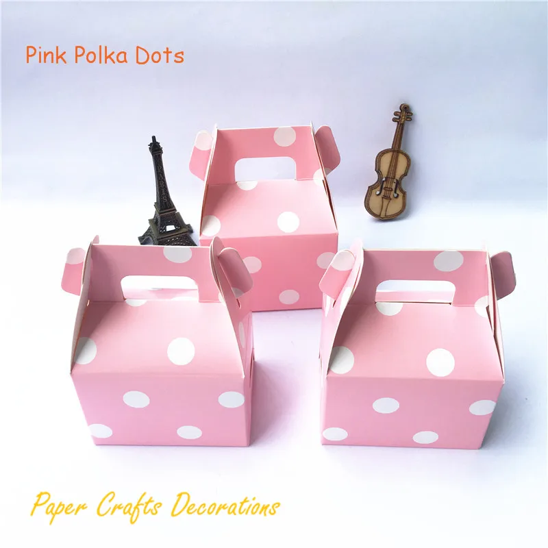 Pink Polka Dots 12 шт./лот(упаковка из 12) розовый шеврон бумажные мешки рога коробки конфет угощение детей день рождения Свадебная вечеринка Сувениры - Цвет: Pink Polka Dots