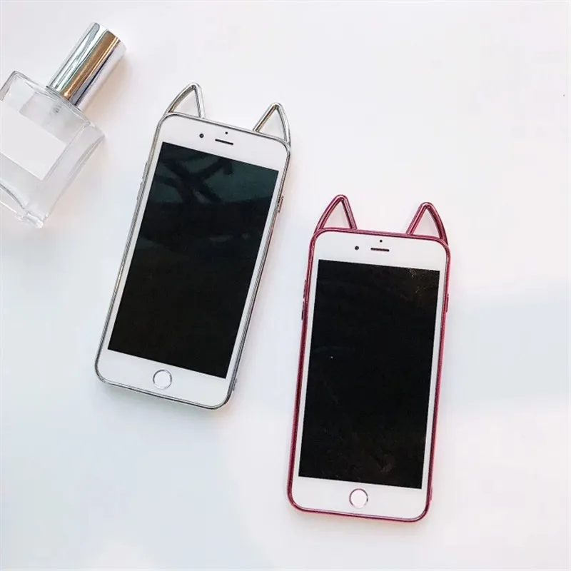 LAN чехол для iPhone 6S милый кошачьи ушки Блестящий песок Мягкий Жидкий 6 Plus 7 8 X Чехол