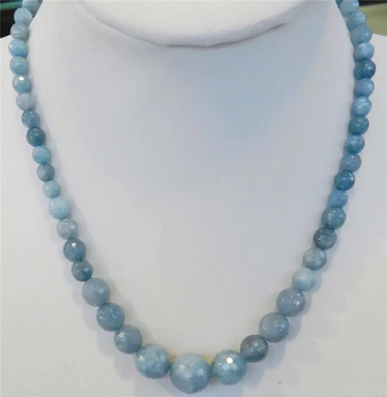 Гранёные камни с аквамариновыми бусинами 6 14 мм|bead necklace|necklace necklacenecklace round |