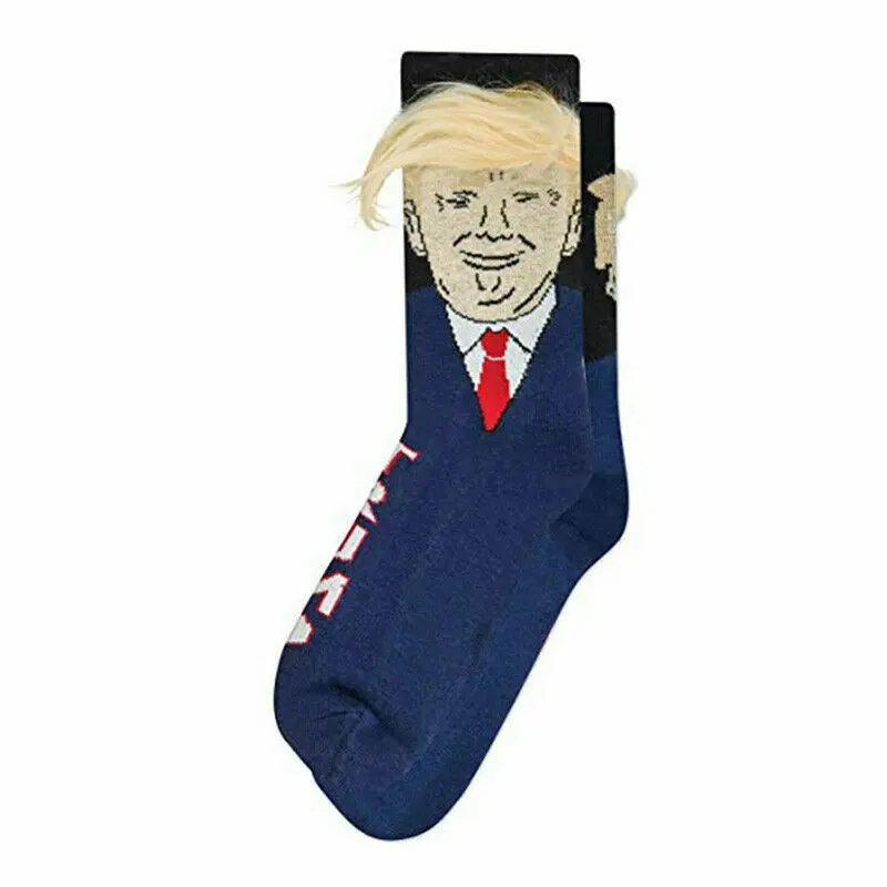 President Donald Trump Socks with 3D Fake Hair Crew Socks