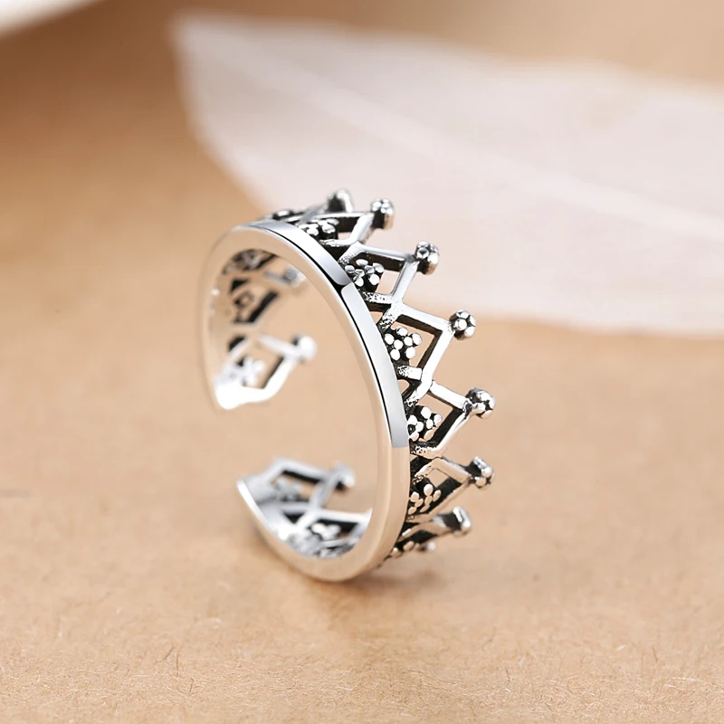 Поставка тайский серебряный Королевская корона король королева палец кольцо для