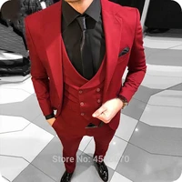 red men suits business wedding suits bridegroom blazer custom slim fit formal groom tuxedos best man terno masculino 3 pieces