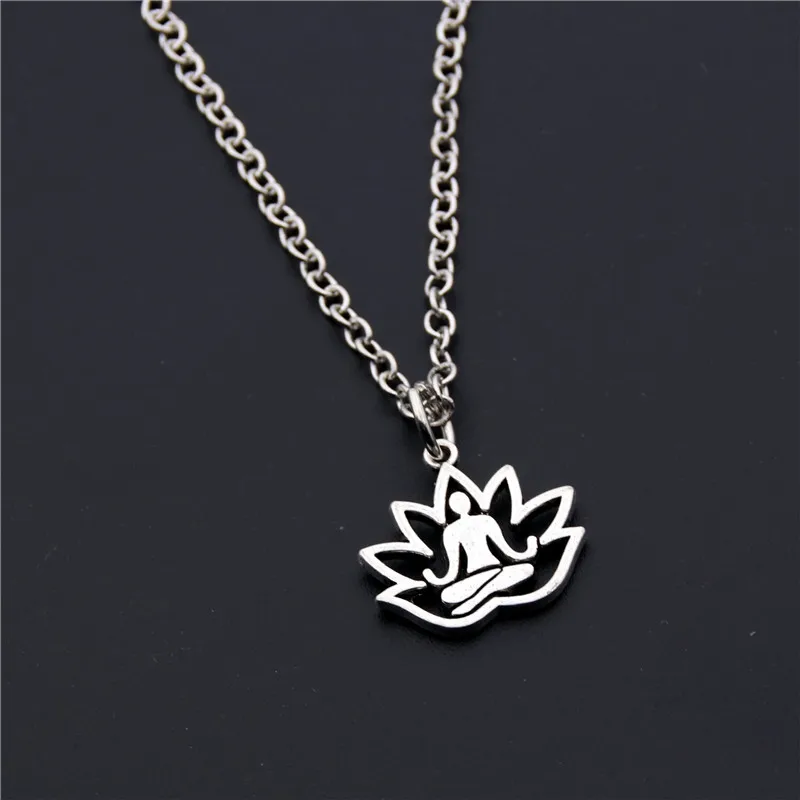 1 шт. модное серебристого цвета сплав цветок лотоса Йога Ом йоги медитация кулон