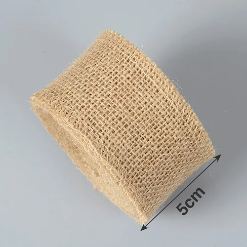 5cm 5 метров/рулон лента из джута, мешковины, натуральный цвет ленты DIY мешок материал Свадебная вечеринка ремесла Warrping упаковка декоративный подарок - Цвет: 5cm